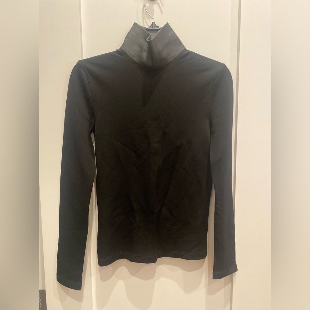 Helmet Lang leather trim turtleneck